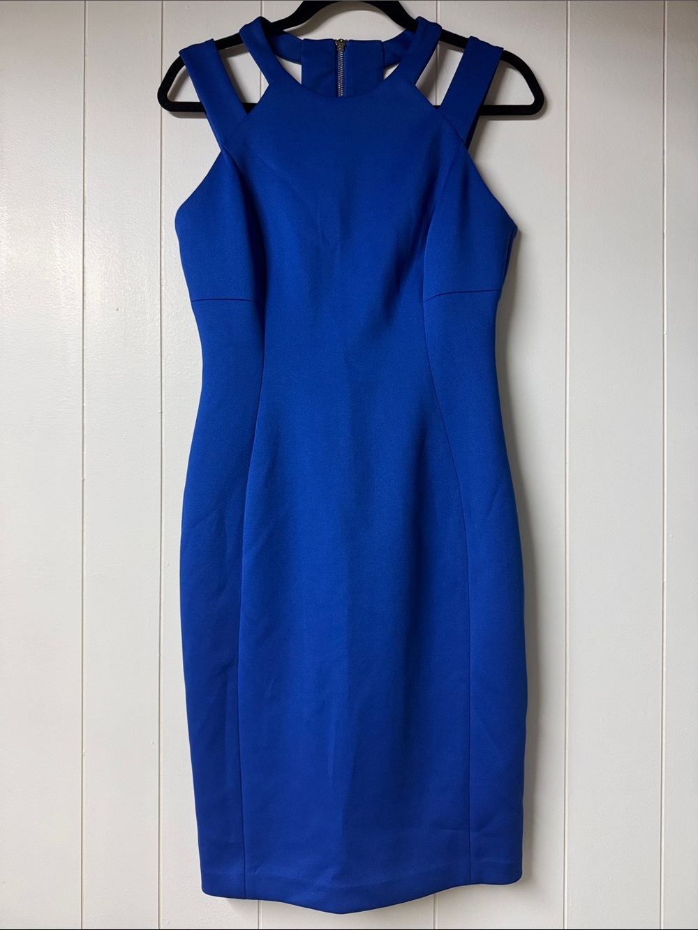 Calvin Klein Royal Blue Cutout Midi Sheath Dress